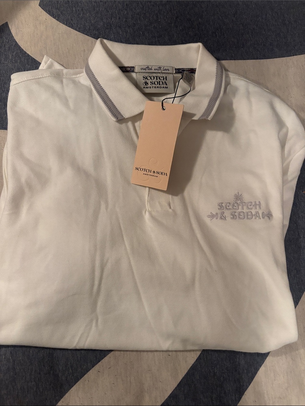 Scotch & Soda White Polo with Gray Accent